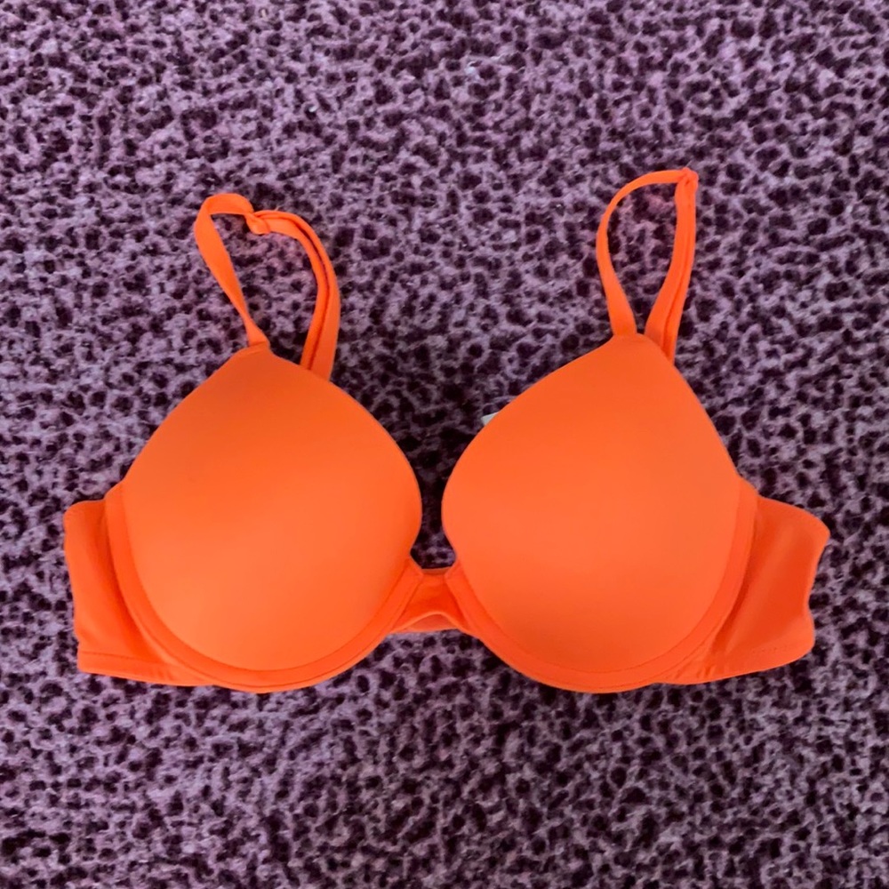 pinkVS neon orange push-up bra